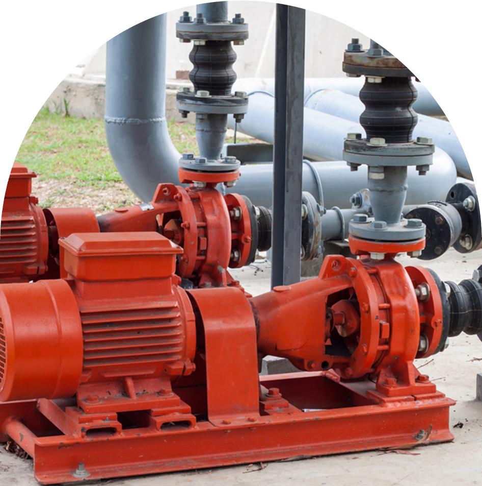 Red motor water pump and water pipes — Contact in Burleigh Heads, QLD